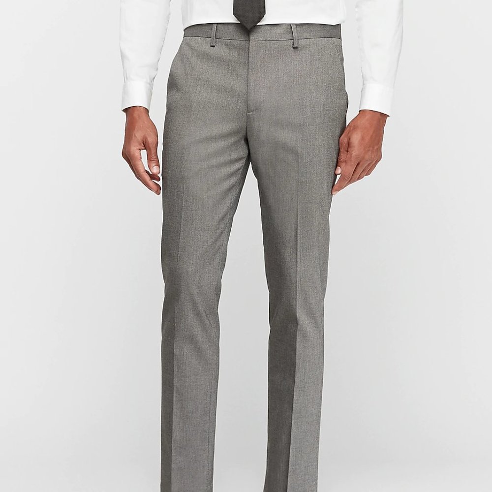 Express Extra Slim Gray Textured Cotton-Blend